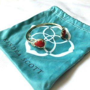 Kendra Scott Red Andy Cuff Bangle Bracelet Gold